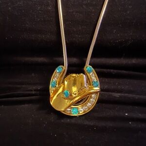 🤠Sarah Coventry Gold Tone Necklace upcycled with Cowboy hat
